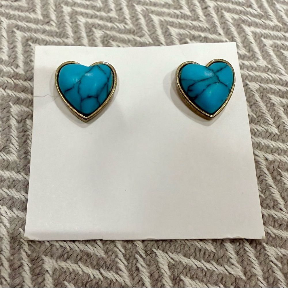 Turquoise Earrings in a Heart Shape